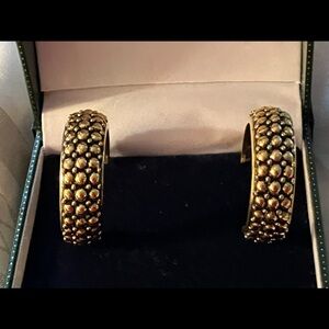 New Designer Gold-Toned Textured Hoop Earrings in Box